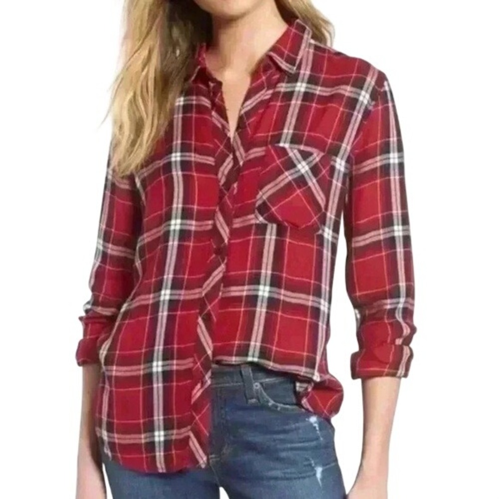 Rails Hunter Cranberry‎ Ink Plaid Button Down Shirt Red Navy White Small
